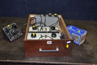 A DRAWER CONTAINING MODEL RAILWAY AND AIRPLANE POWER SUPPLIES comprising of two H&W Duette, a Trix