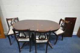 A 20TH CENTURY MAHOGANY OVAL EXTENDING DINING TABLE, with one additional leaf, extended length 190cm