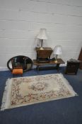 A SELECTION OF OCCASIONAL FURNITURE, to include an oak rectangular coffee table, a drop leaf