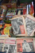 FIVE BOXES OF FOOTBALL MAGAZINES & BOOKS containing a large collection of Goal from the 1960s -
