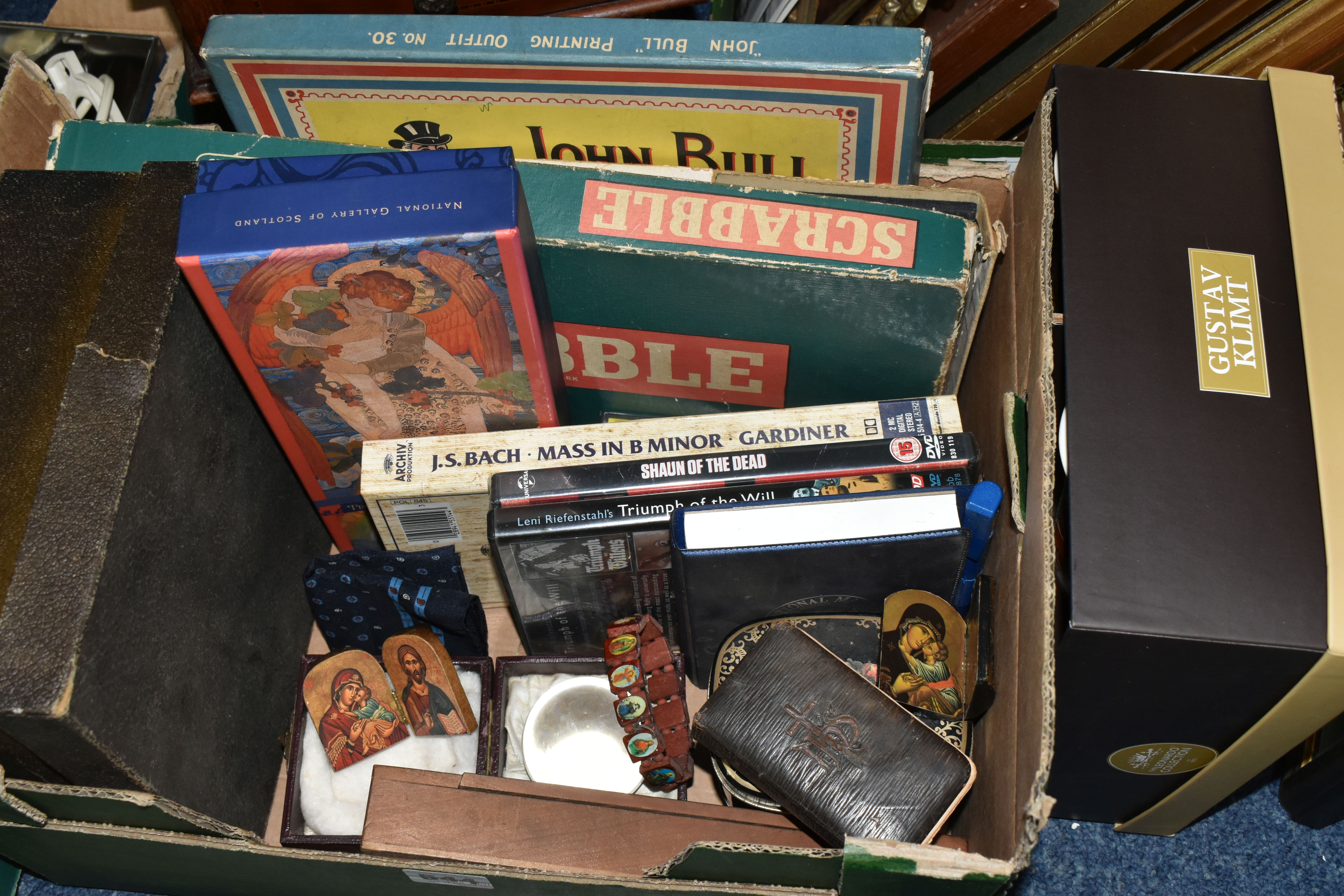 TWO BOXES AND LOOSE PICTURES AND SUNDRY ITEMS, to include a boxed Roulette game, a small cased - Image 3 of 7