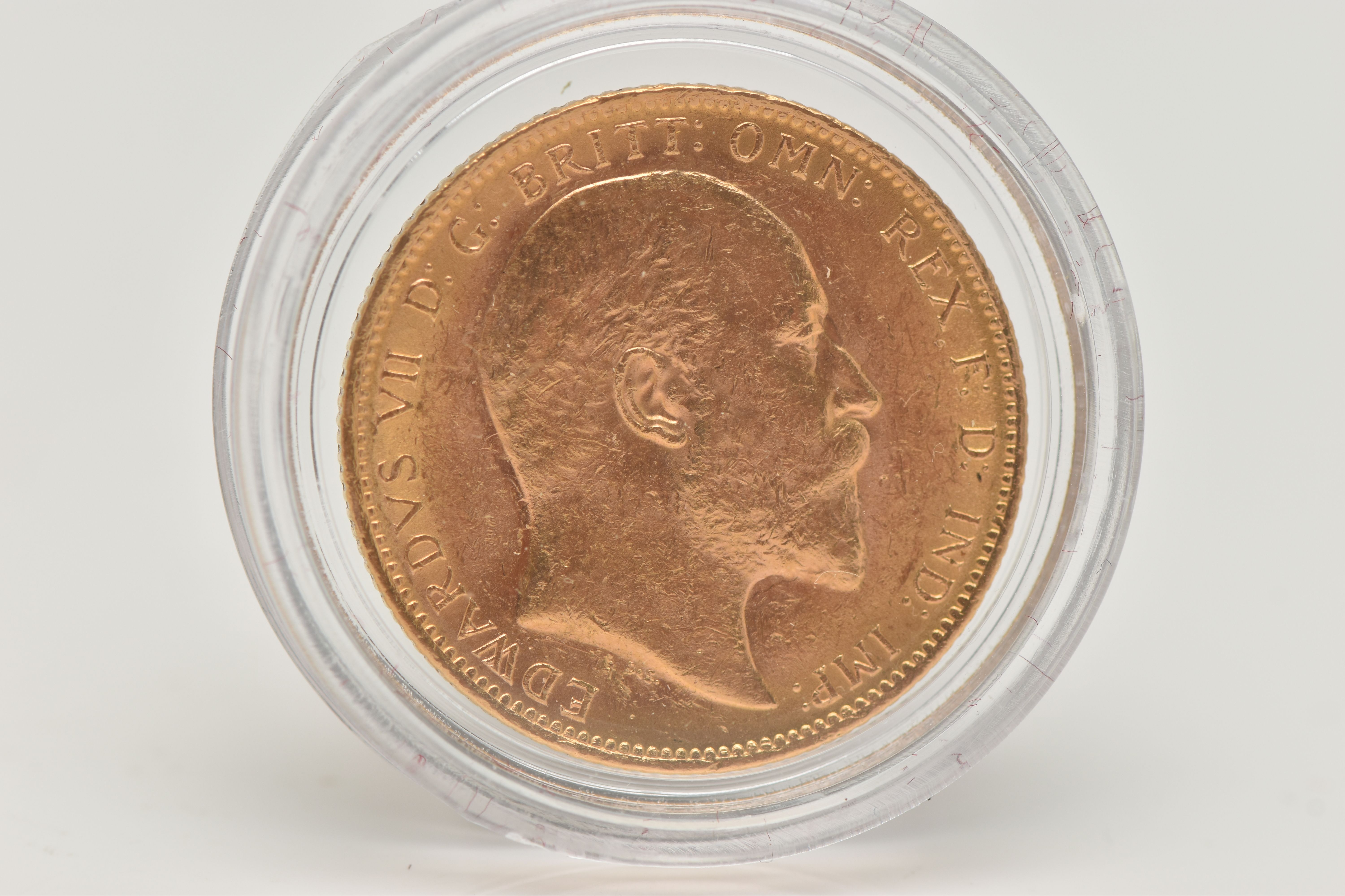 A FULL 22CT GOLD SOVEREIGN COIN 1906 MELBOURNE MINT EDWARD VII, 7.98 grams, .916 fine, 22.05mm - Image 2 of 2