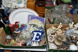 FOUR BOXES AND LOOSE CERAMICS, GLASS, EPHEMERA AND SUNDRY ITEMS, to include a small number of