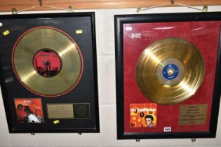 MEAT LOAF 'BAT OUT OF HELL' LIMITED EDITION GOLD DISC, gold coloured plaque reads 'In recognition of