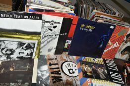 TWO BOXES OF SINGLES RECORDS, approximately two hundred singles, by artists to include A-Ha,