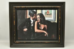 FABIAN PEREZ (ARGENTINA 1967) 'PROPOSAL AT HOTEL DU VIN' male and female figures in a bar, signed