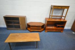 A SELECTION OF OCCASIONAL FURNITURE, to include a yew wood media cabinet, width 108cm x depth 42cm x