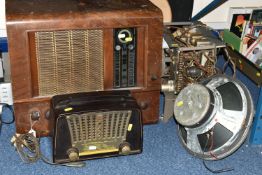 A LARGE BUSH RADIOGRAM, Type P.B 65, a Philips Bakelite radio type 1410, together with a large