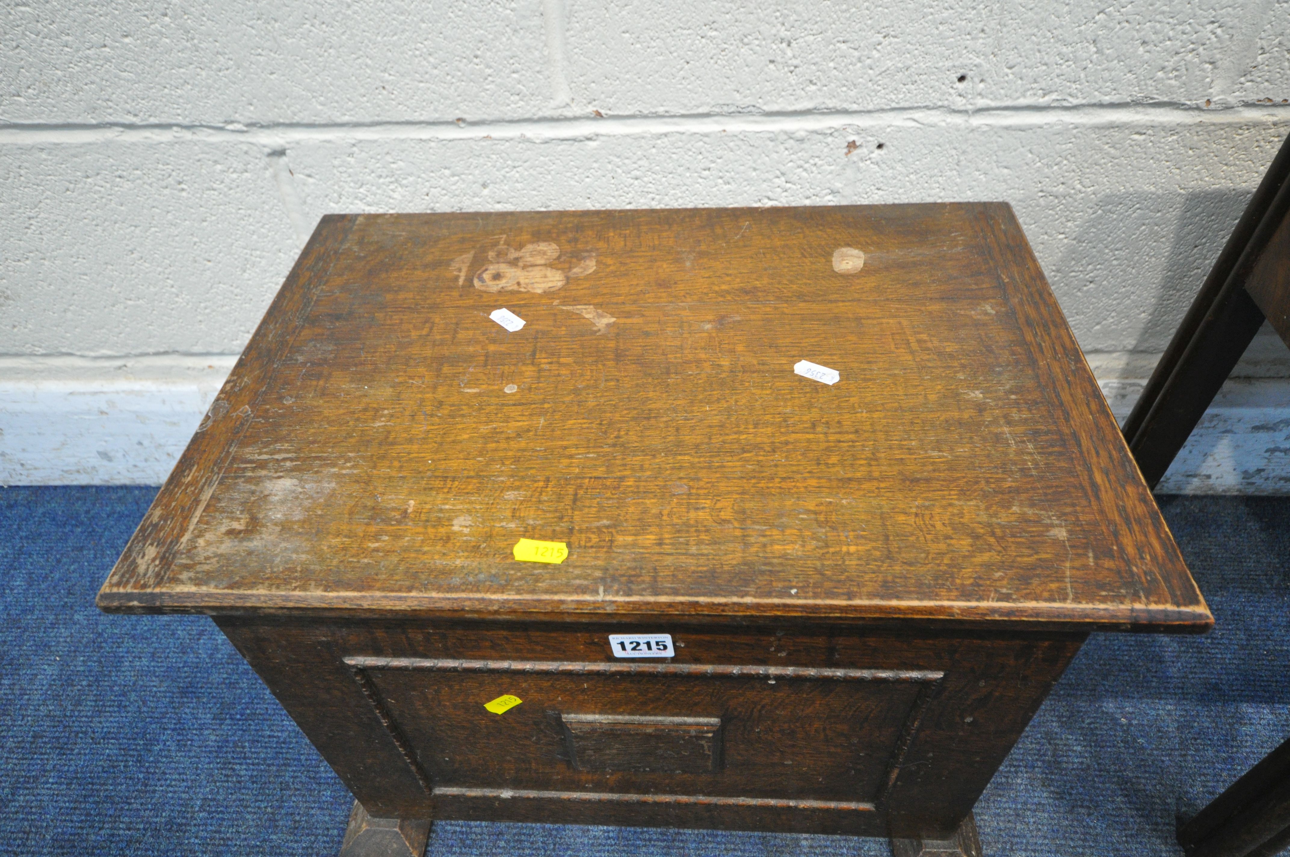 A SELECTION OF 20TH CENTURY OAK OCCASIONAL FURNITURE, to include a drinks cooler with a hinged lid - Image 2 of 5