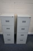 A PAIR OF FOUR DRAWER FILING CABINETS, width 47cm x depth 62cm x height 132cm (condition report:
