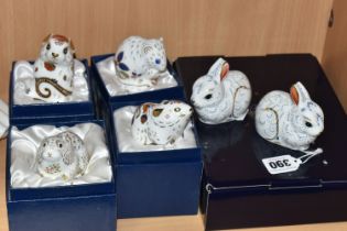 SIX ROYAL CROWN DERBY PAPERWEIGHTS, mostly boxed, including Collectors Guild exclusives,