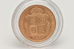 A 22CT GOLD HALF SOVEREIGN 1890 VICTORIA JUBILEE HEAD SHIELD BACK, 3.99 grams, 19.30mm