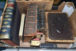 ONE BOX containing antiquarian bibles, prayer-books and other religious works, three early 20th