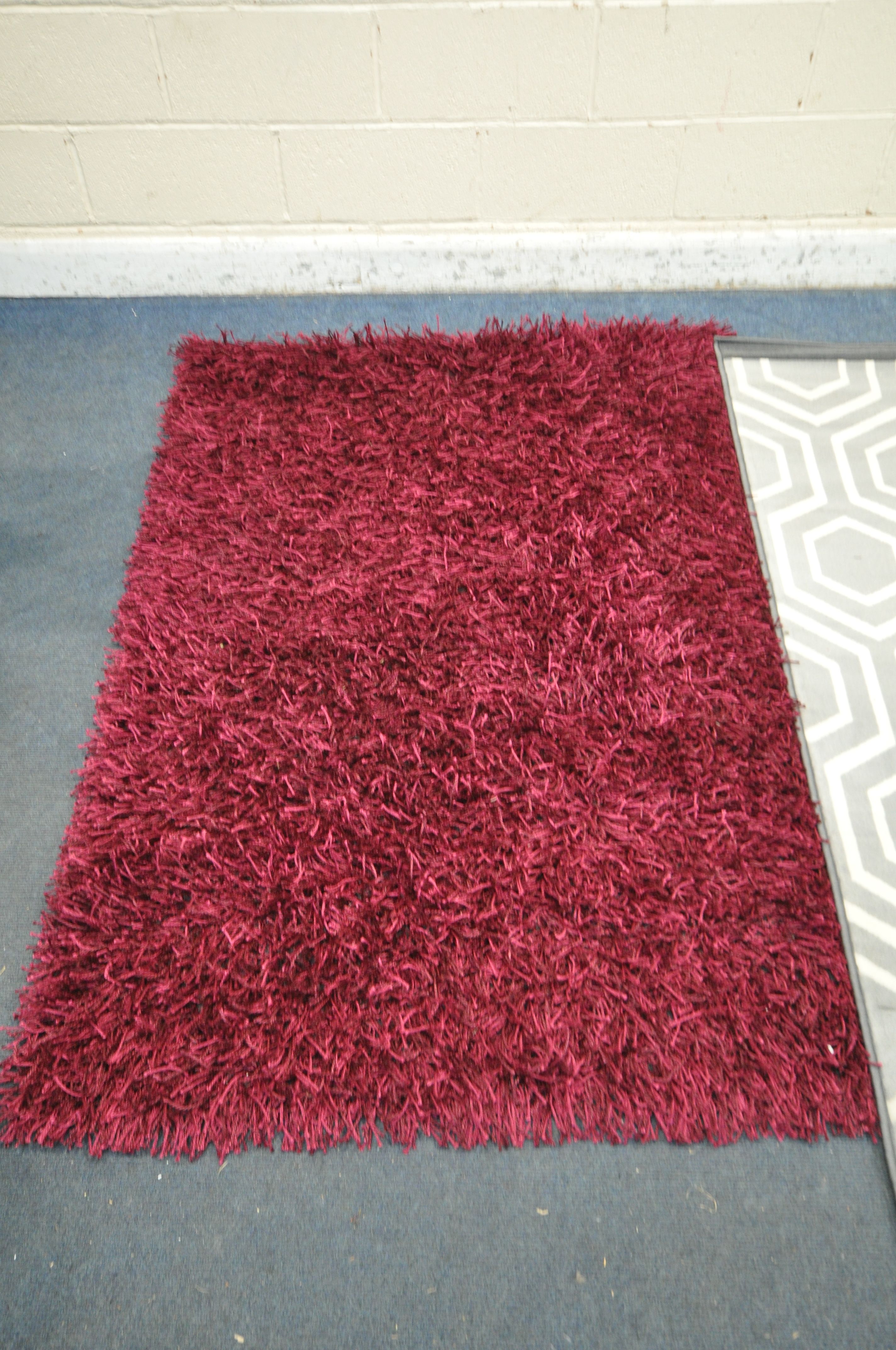 FOUR RUGS, of various shapes, sizes and patterns, large grey rug 230cm x 161cm (condition report: - Image 2 of 5
