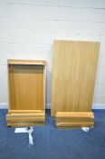 TWO PAIRS OF OAK TABLES, largest 161cm x depth 90cm x height approximately 74cm (condition report: