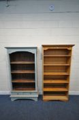 A MODERN PINE OPEN BOOKCASE, with five adjustable shelves, width 95cm x depth 36cm x height 186cm,