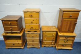 A VARIETY OF PINE CABINETS, to include four chest of three drawers, a chest of two drawers, a