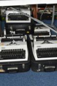 FIVE ROBOTRON 'ERIKA' TYPEWRITERS, mechanical model No.105 made in GDR, with carry cases (5 + 5