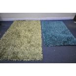 THREE ULTIMATE RUG CO RUGS, one green, one brown, one teal, two labelled Italy, one labelled