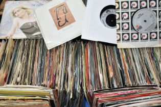 TWO BOXES OF SINGLES RECORDS, approximately two hundred and fifty to three hundred singles, by