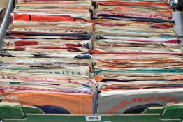 ONE BOX OF SINGLE RECORDS, over two hundred single records, artists include The Rolling Stones,