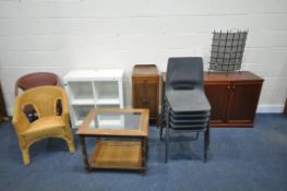 A SELECTION OF OCCASIONAL FURNITURE, to include a mahogany two door cabinet, a four drawer