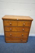 A VICTORIAN CHEST OF TWO SHORT OVER THREE LONG DRAWERS, width 100cm x depth 52cm x height 106cm (