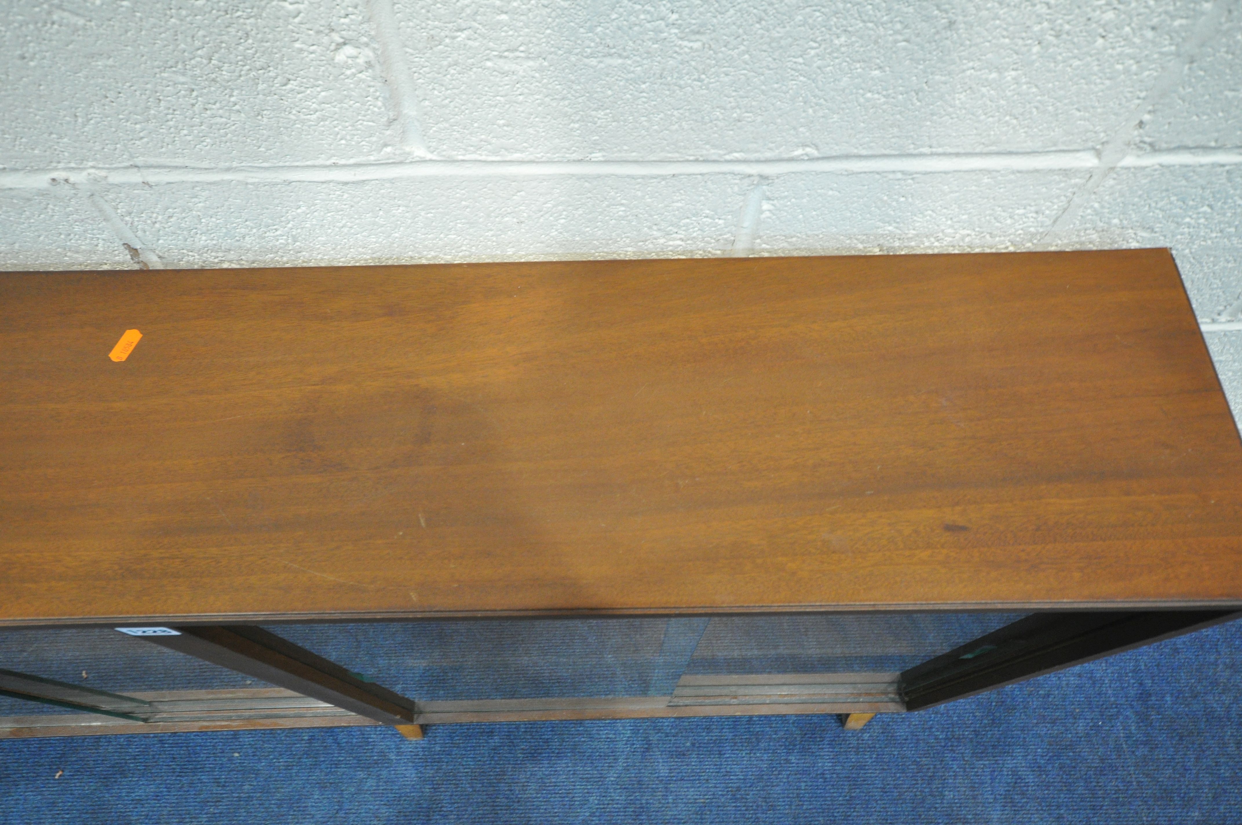 A MID CENTURY TEAK VANSON SIDE BY SIDE BOOKCASE, with a pair of double glazed sliding doors, - Image 3 of 6