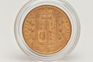 A FULL 22CT GOLD SOVEREIGN COIN 1850 LONDON VICTORIA SHIELD BACK, 7.98 grams, .916 fine, 22.05mm (