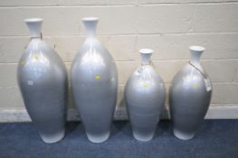 TWO PAIRS OF GLAZED CERAMIC VASES, tallest approximately 102cm (condition report: good) (4)