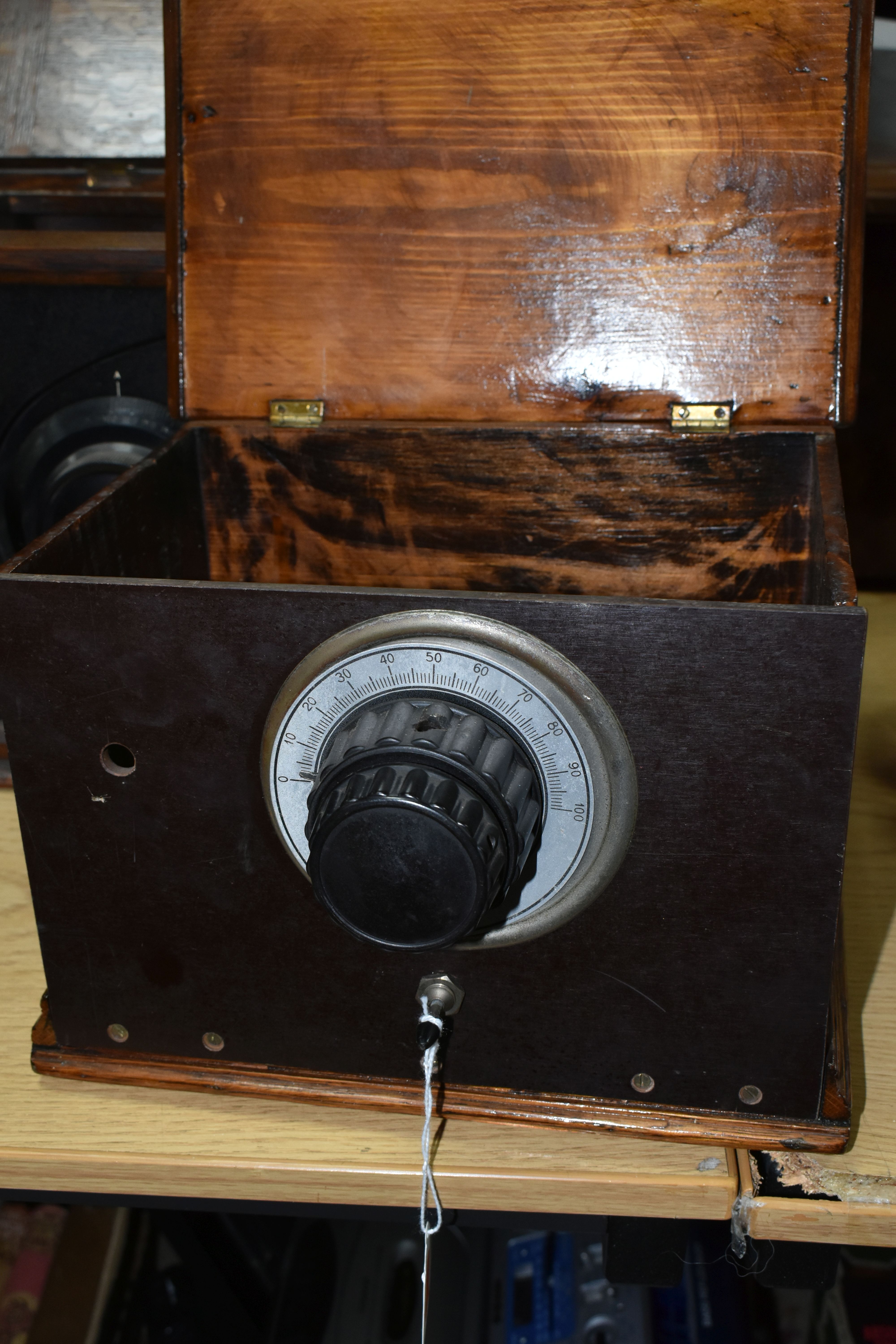 AN OSRAM 'FOUR' NEW MUSIC MAGNET RADIO, a Marconi radio, one other unmarked radio set and a wooden - Image 2 of 16