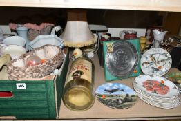 TWO BOXES AND LOOSE ASSORTED CERAMICS, LAMPS AND SUNDRY ITEMS ETC, to include eight Royal Albert '