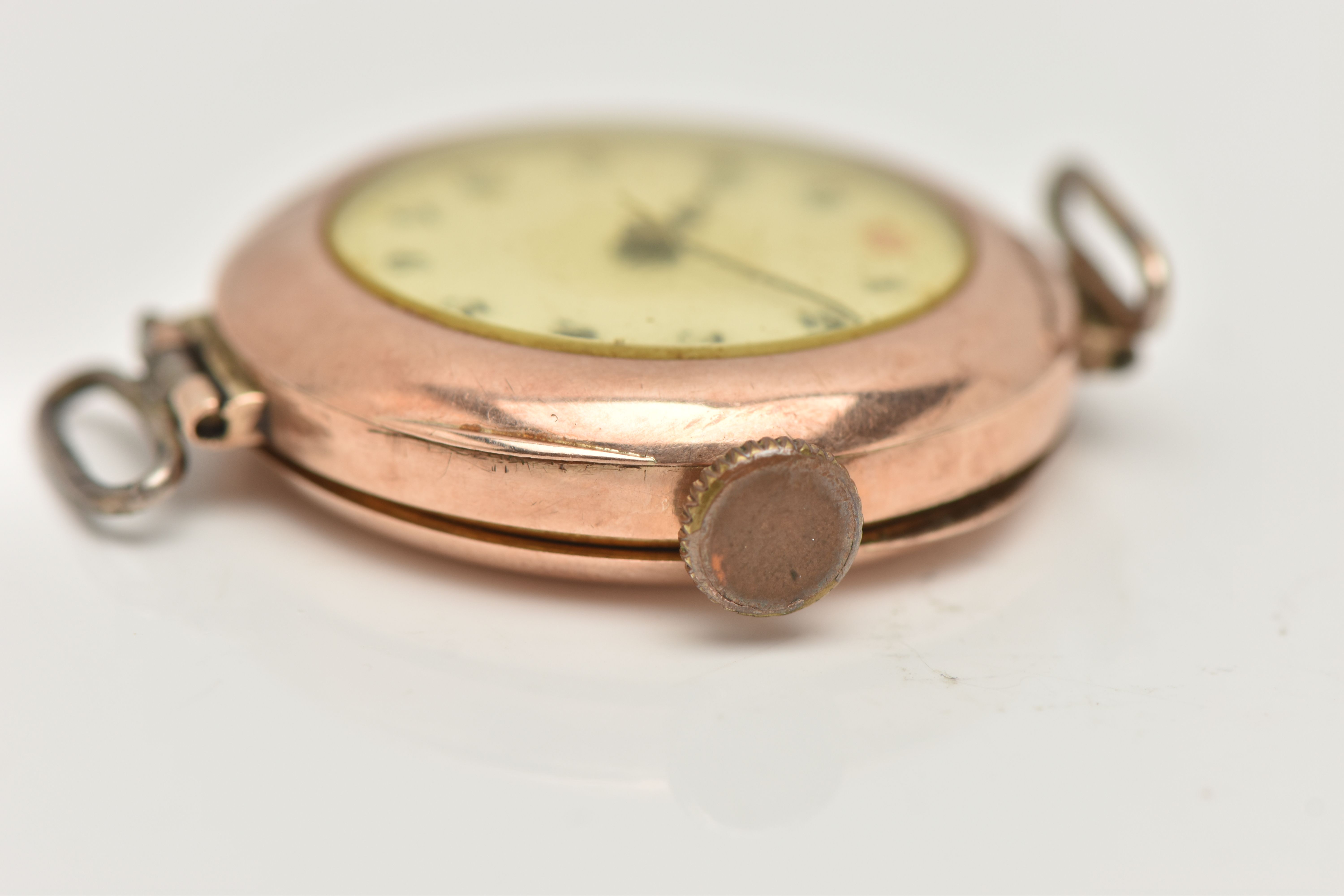 A 9CT GOLD 'ROLEX' WATCH HEAD, an early 20th century, manual wind watch head, round white dial, - Image 4 of 6
