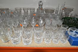 A SELECTION OF CUT GLASS WARES ETC, to include six Stuart port glasses, six small cocktail style