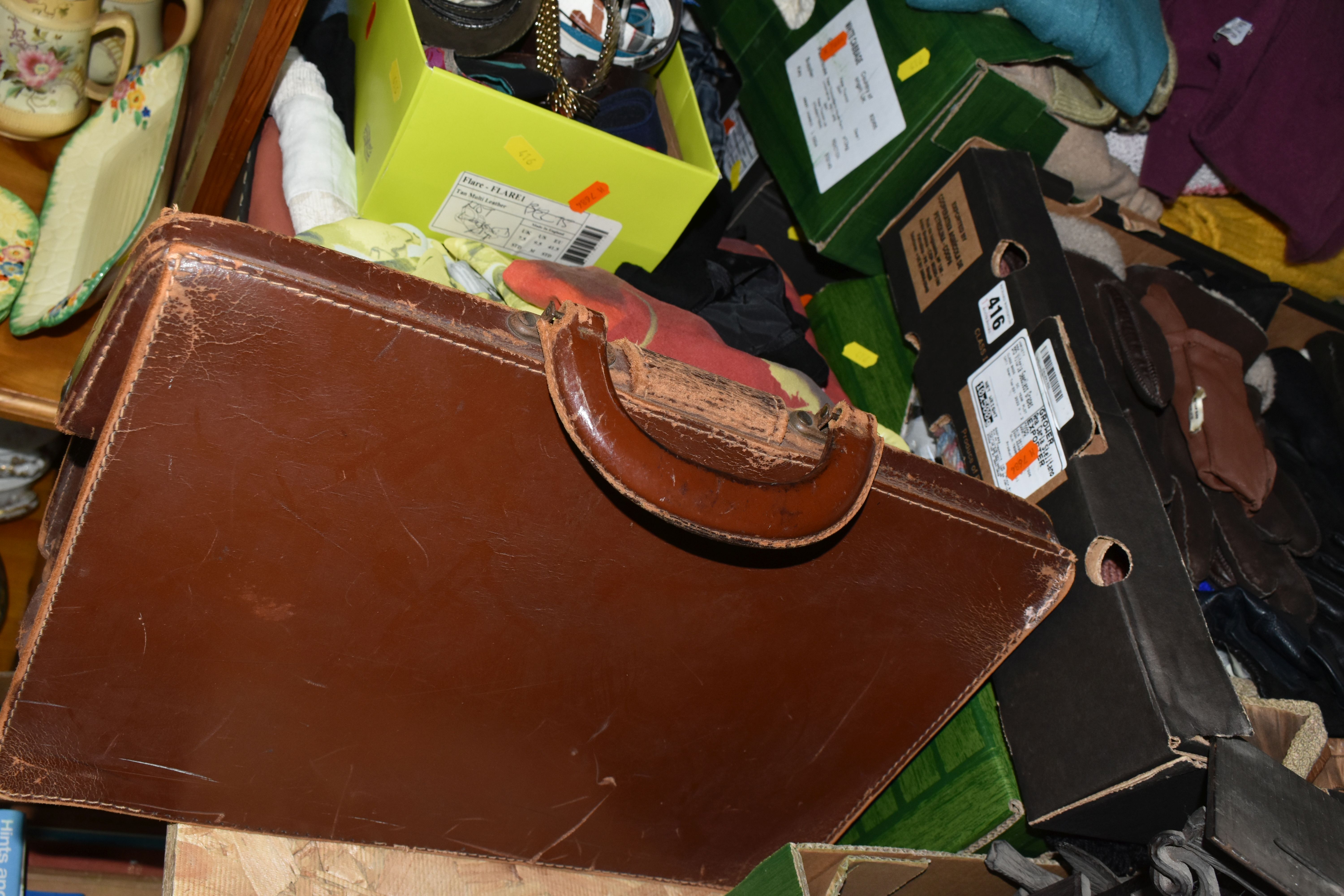 SIX BOXES AND LOOSE CLOTHING AND ACCESSORIES, to include a leather briefcase bearing monogram R.J. - Image 2 of 5