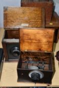 AN OSRAM 'FOUR' NEW MUSIC MAGNET RADIO, a Marconi radio, one other unmarked radio set and a wooden