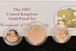A BOX CONTAINING MIXED COINS, to include A Royal Mint 1987 UK cased Gold Proof Set of Double