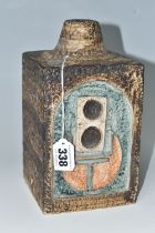 A TROIKA POTTERY LAMP BASE, of rectangular form, two sides decorated with relief textured design