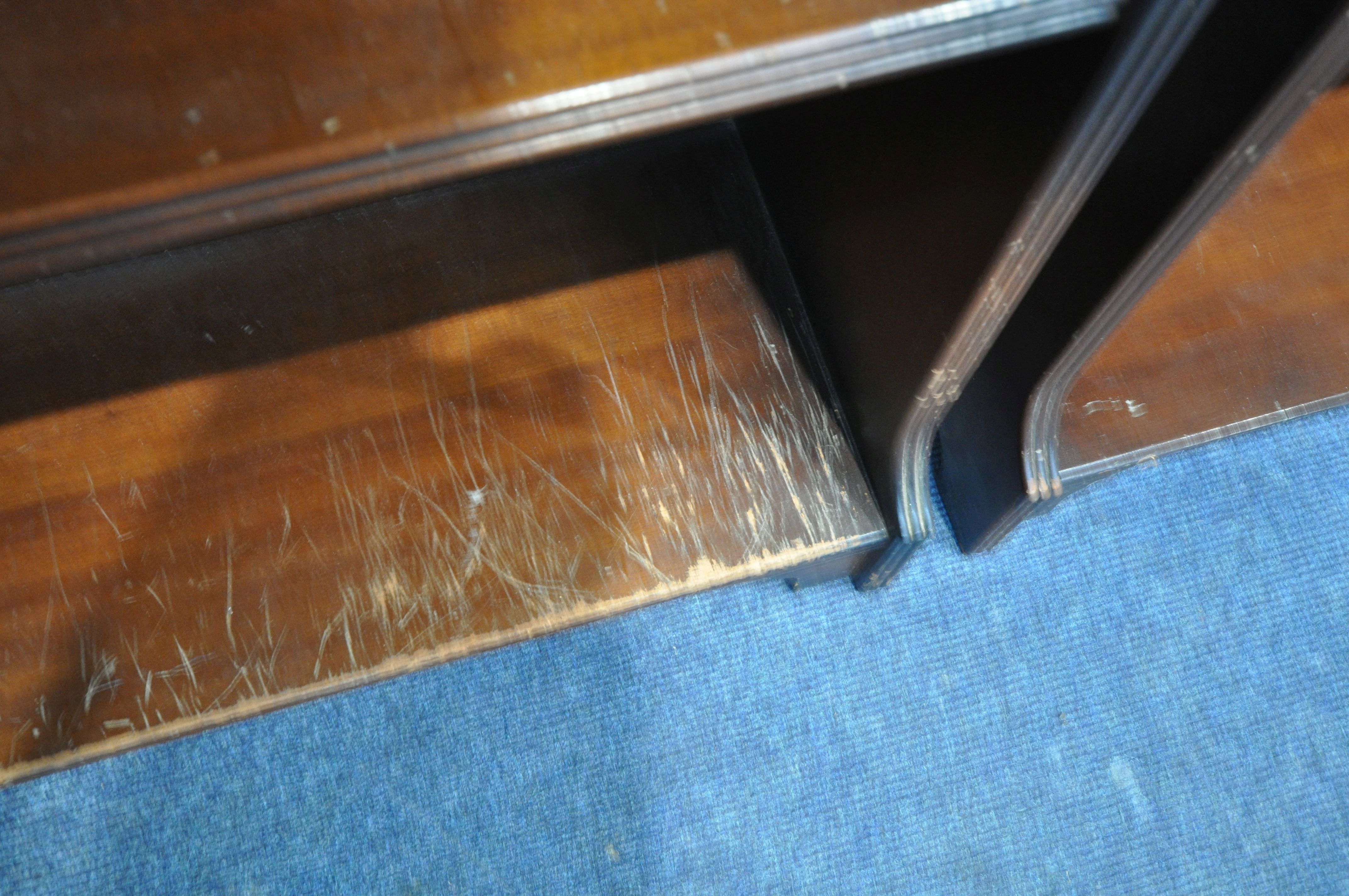 THREE 20TH CENTURY MAHOGANY FOUR TIER WATERFALL BOOKCASES, width 92cm x depth 28cm x height 104cm ( - Image 3 of 4