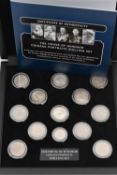 A CASED SET OF COMMEMORATIVE COINS, The House of Windsor coinage portraits shilling set by The