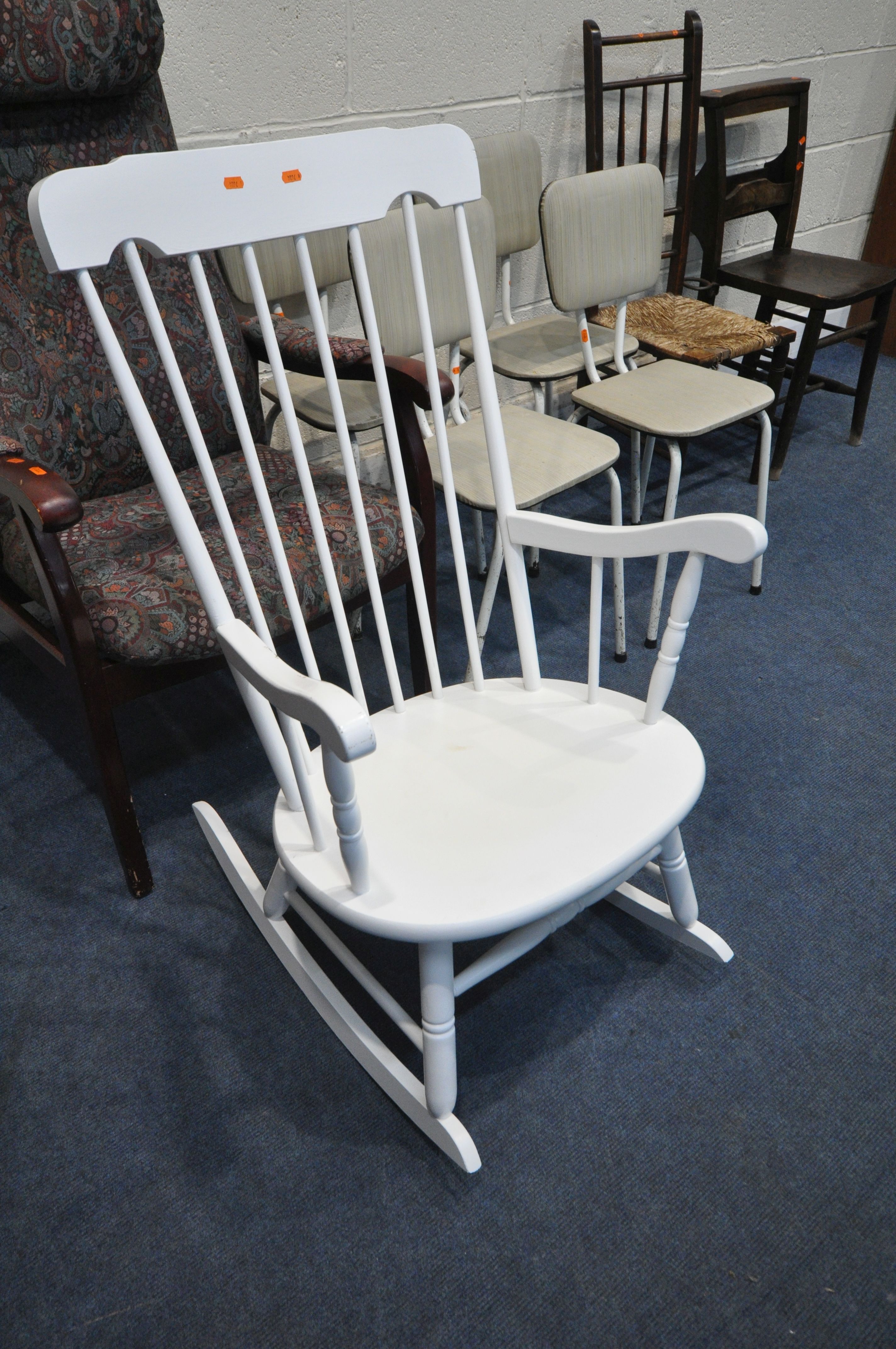 A VARIETY OF CHAIRS, to include a white painted rocking armchair, a mahogany framed armchair, four - Image 2 of 6