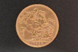 A CASED FULL GOLD SOVEREIGN COIN VICTORIA 1898 VEILED HEAD, 7.98 gram, 22.05mm, 22ct