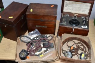 A GECOPHONE CRYSTAL DETECTOR SET No1 RADIO RECEIVER, built into a BBC branded mahogany wooden