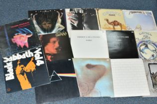 A BOX CONTAINING FOURTEEN LP RECORDS, including Pink Floyd (The Dark Side of The Moon, (2nd