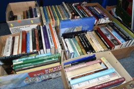 SIX BOXES OF BOOKS containing over 120 miscellaneous titles in hardback and paperback formats and