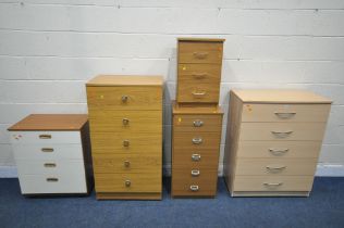 SIX VARIOUS MODERN CHEST OF DRAWERS, of various sizes, largest chest width 77cm x depth 42cm x