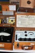 FOUR WOODEN CASED MID-CENTURY ELECTRICAL MEASURING INSTRUMENTS, comprising a Bridge 'Megger' testing