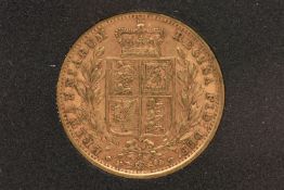 A CASED FULL GOLD SOVEREIGN COIN QUEEN VICTORIA (SYDNEY MINT) SHIELD BACK 1884, 7.98 gram, .916