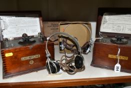 TWO GECOPHONE CRYSTAL DETECTOR SET No1 WIRELESS RECEIVERS, both in mahogany cases with GecoPhone and