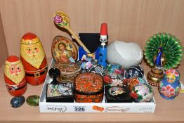 A COLLECTION OF FOLK ART AND SIMILAR ITEMS, twenty pieces, mainly Russian/Eastern European in